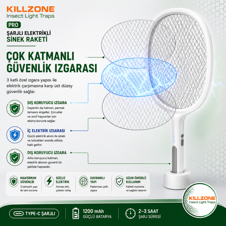 Killzone® Pro Şarjlı Elektrikli Sinek Raketi